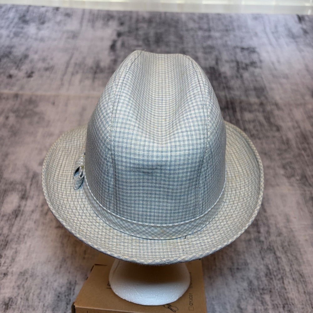 Vintage Beaver Hats Gray White Check Fedora Trilby Made in USA Mens Large - Picture 3 of 8